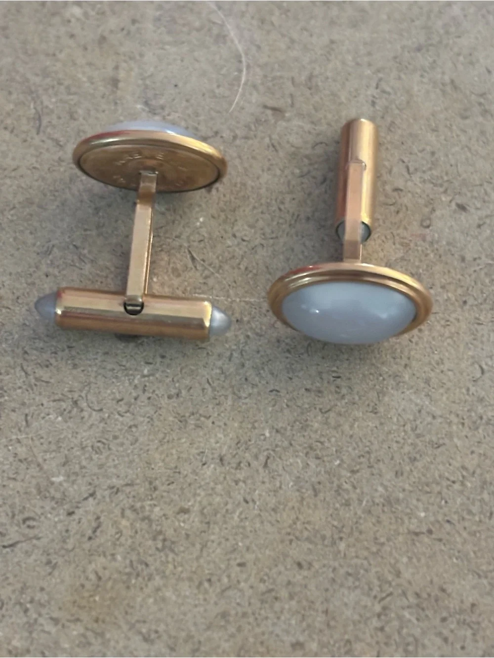 Vintage Krementz Gold-Tone Cufflinks with Faux Moonstone
